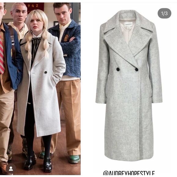 Club Monaco Daylina Wool Cashmere Wrap Coat Gray Size Large Long - Picture 5 of 16